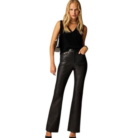 J Crew High-rise bootcut pant in faux leather Womens Size 36 Black‎ - Picture 1 of 13